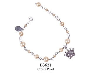 Filigree YC Bracelet - cream pearls