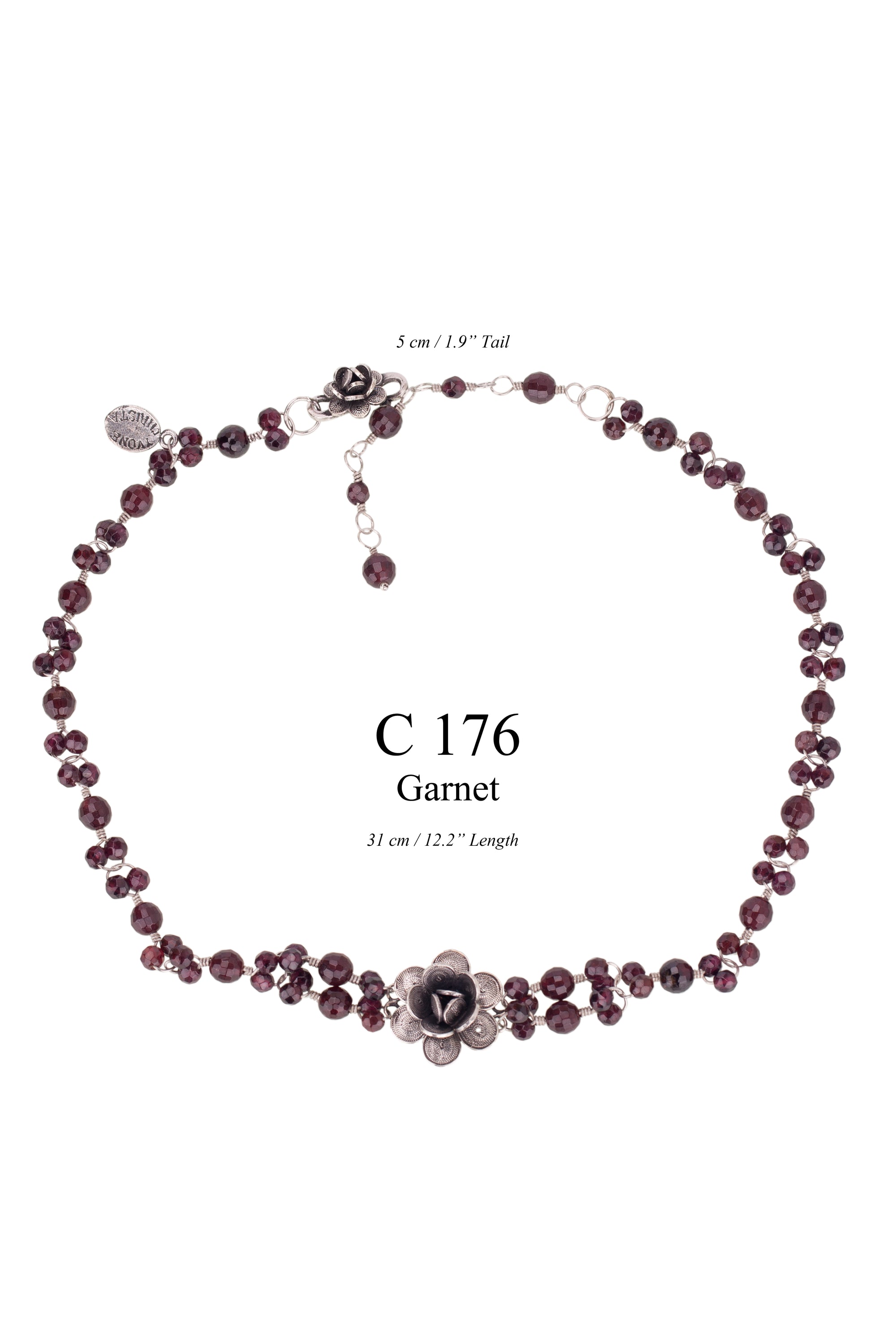Single Rose garnet choker necklace