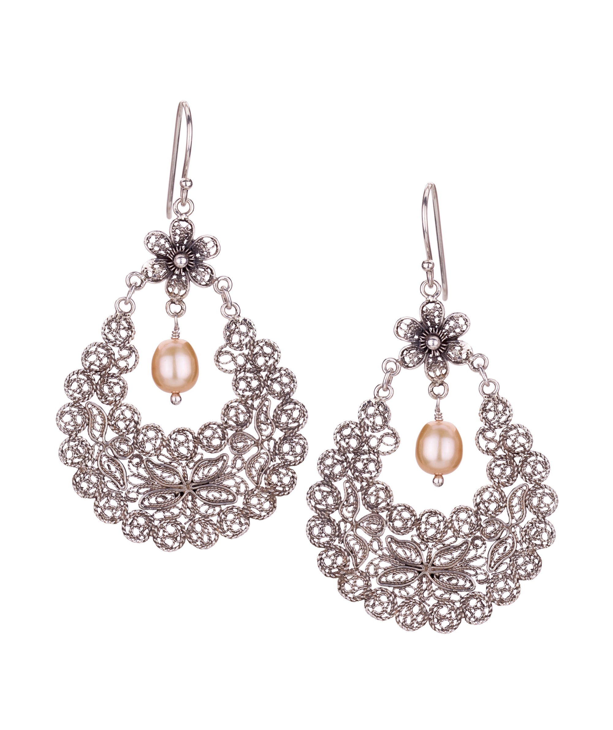 Nature's Lace Earrings - Cream Pearls