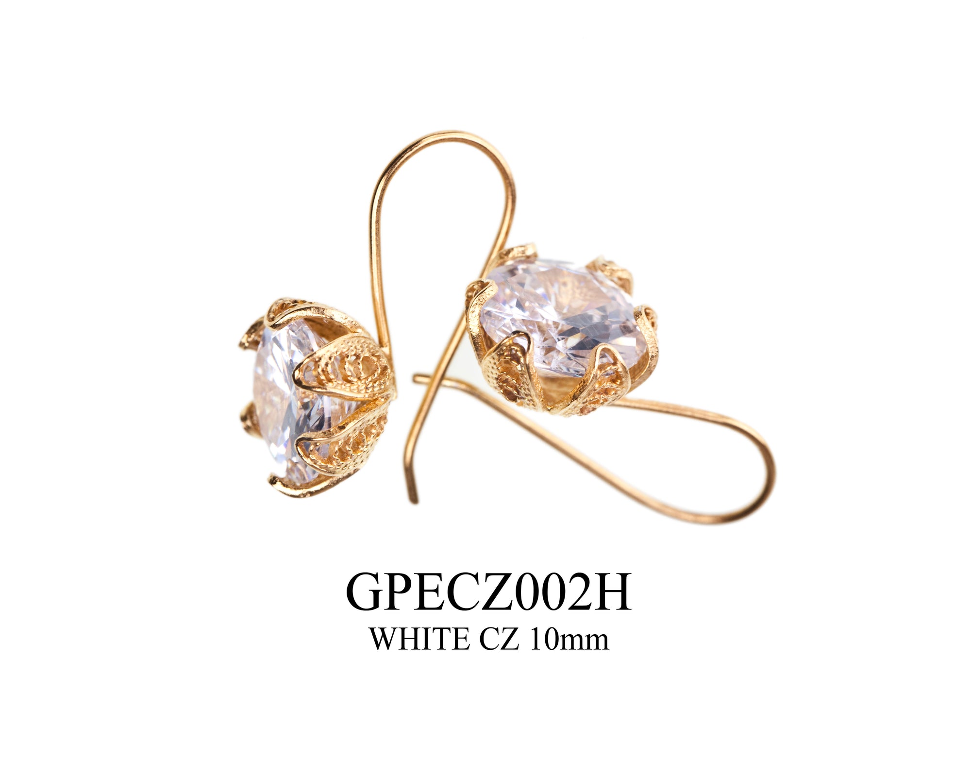 Classic Tulip cup earrings Gold - with clear CZ ✿