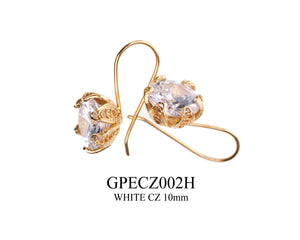 Classic Tulip cup earrings Gold - with clear CZ ✿