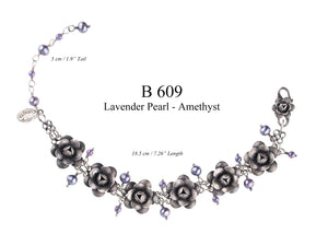 Filigree Blossom Bracelet -Lavender/Pearl