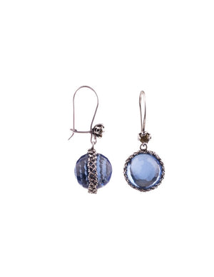 Morning Dewdrop earrings - Grey Blue Aqua Lemuria with Citrine CZ  ✿