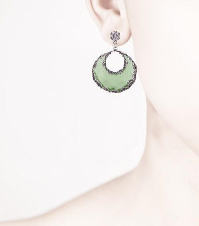 Crescent moon earrings - green