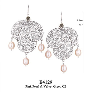 Phlox petal pink pearl earrings