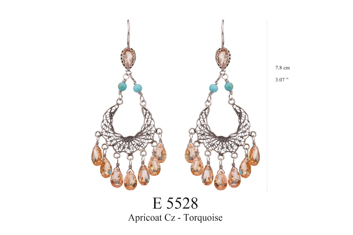 Airy Earrings - Apricot CZ/Turquoise ✿