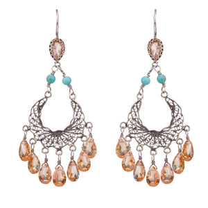Airy Earrings - Apricot CZ/Turquoise ✿