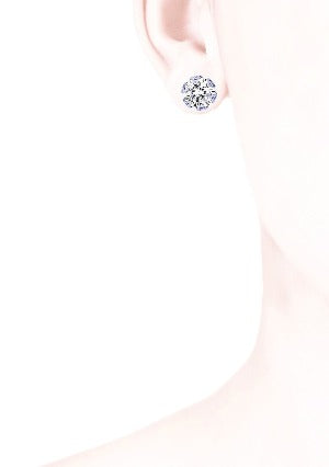 Tulip cup stud earrings - clear cz - medium