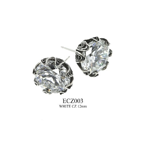 Tulip cup stud earrings - clear cz - large