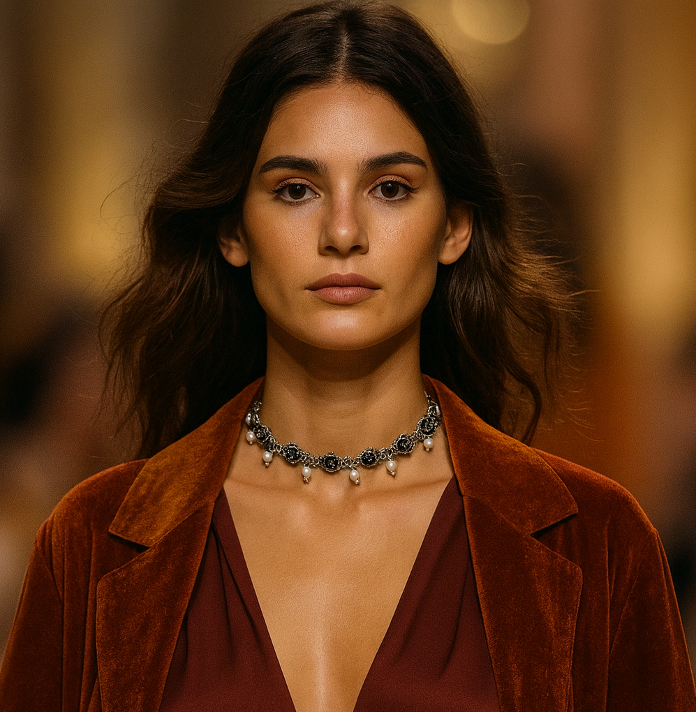 Rosebud choker necklace - pearl only