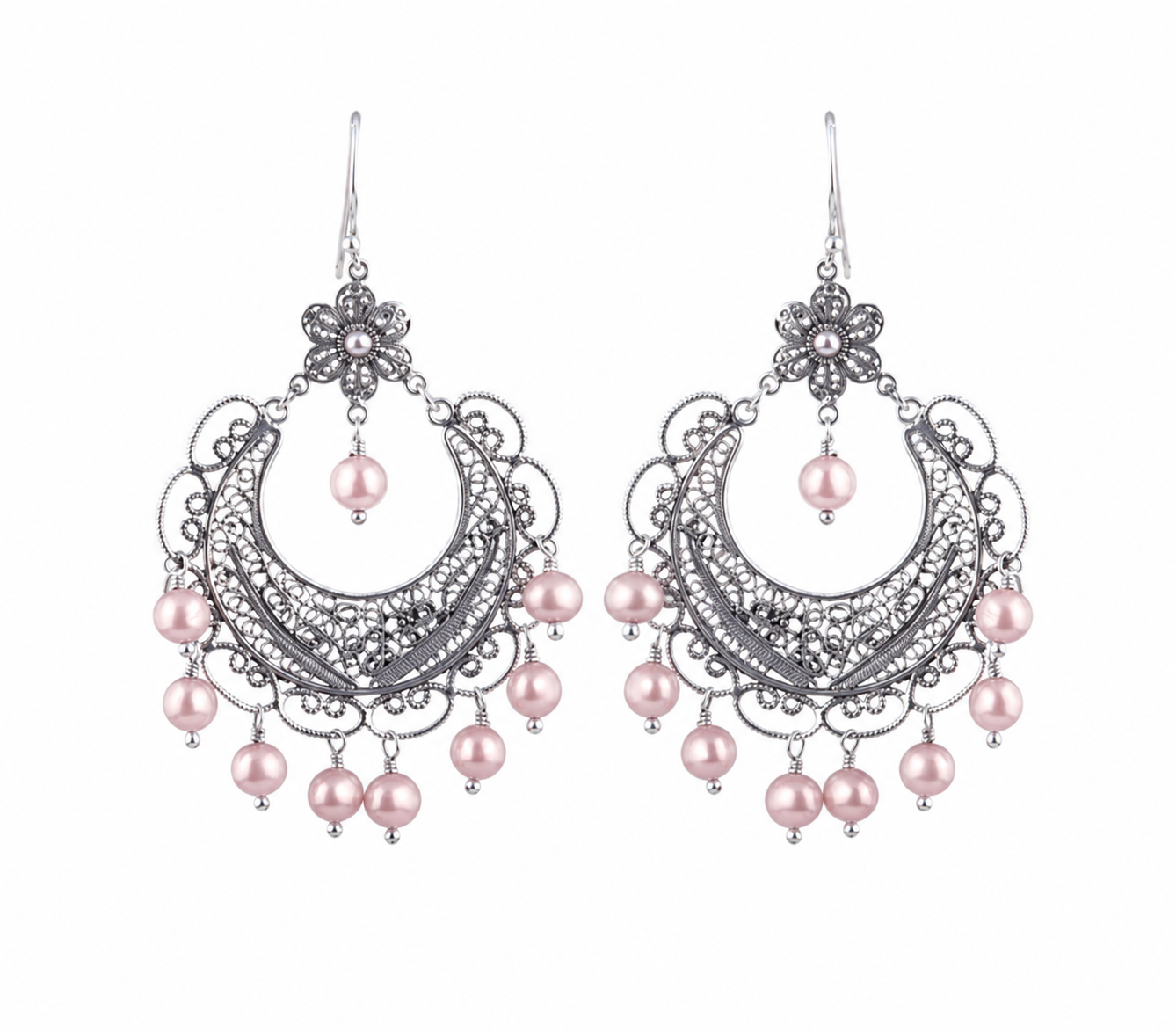 Frida chandelier earrings - Pink Pearls