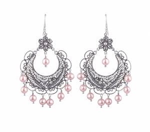 Frida chandelier earrings - Pink Pearls