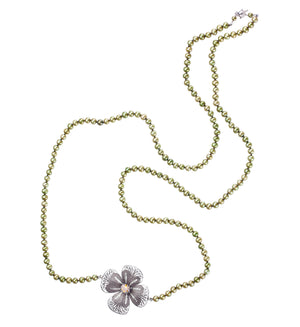 Garden Reverie Necklace Green Pearl Yellow CZ