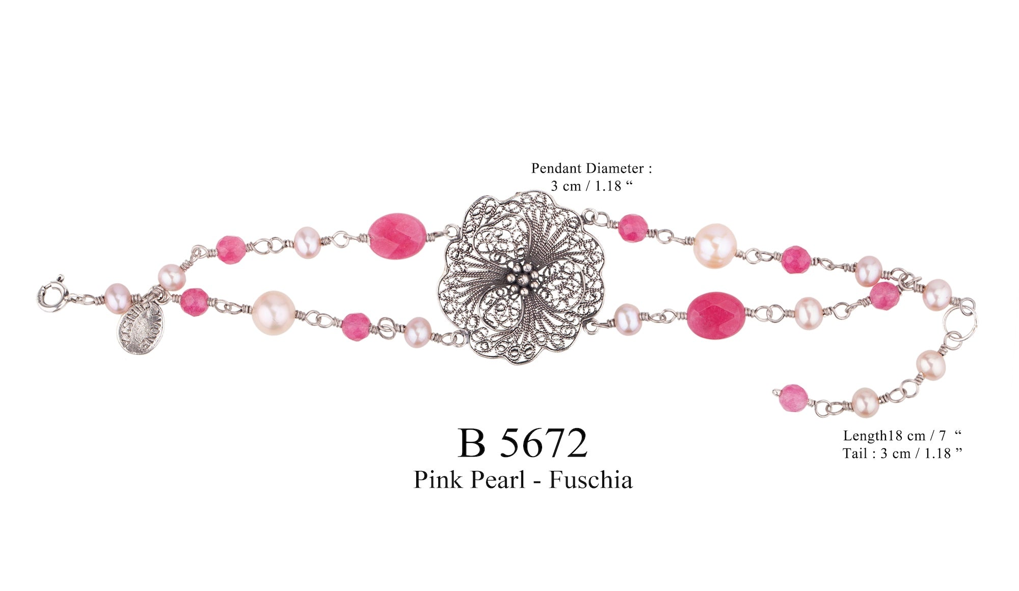 Bracelet Collection Hilma - Perle Rose et Fuchsia ✿ 