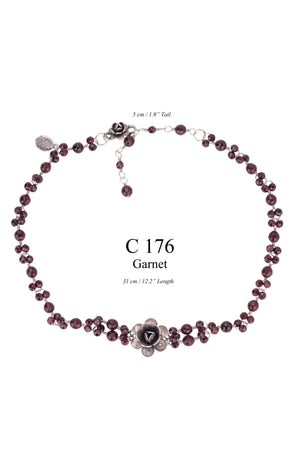 Single Rose garnet choker necklace ✿