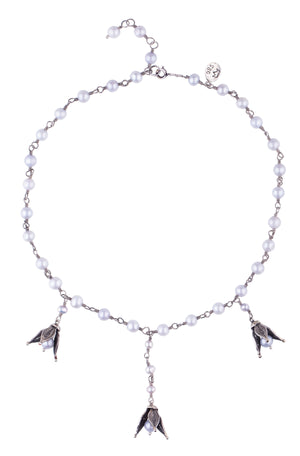 Snowdrops Necklace - Ice Blue Pearl