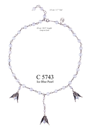 Snowdrops Necklace - Ice Blue Pearl