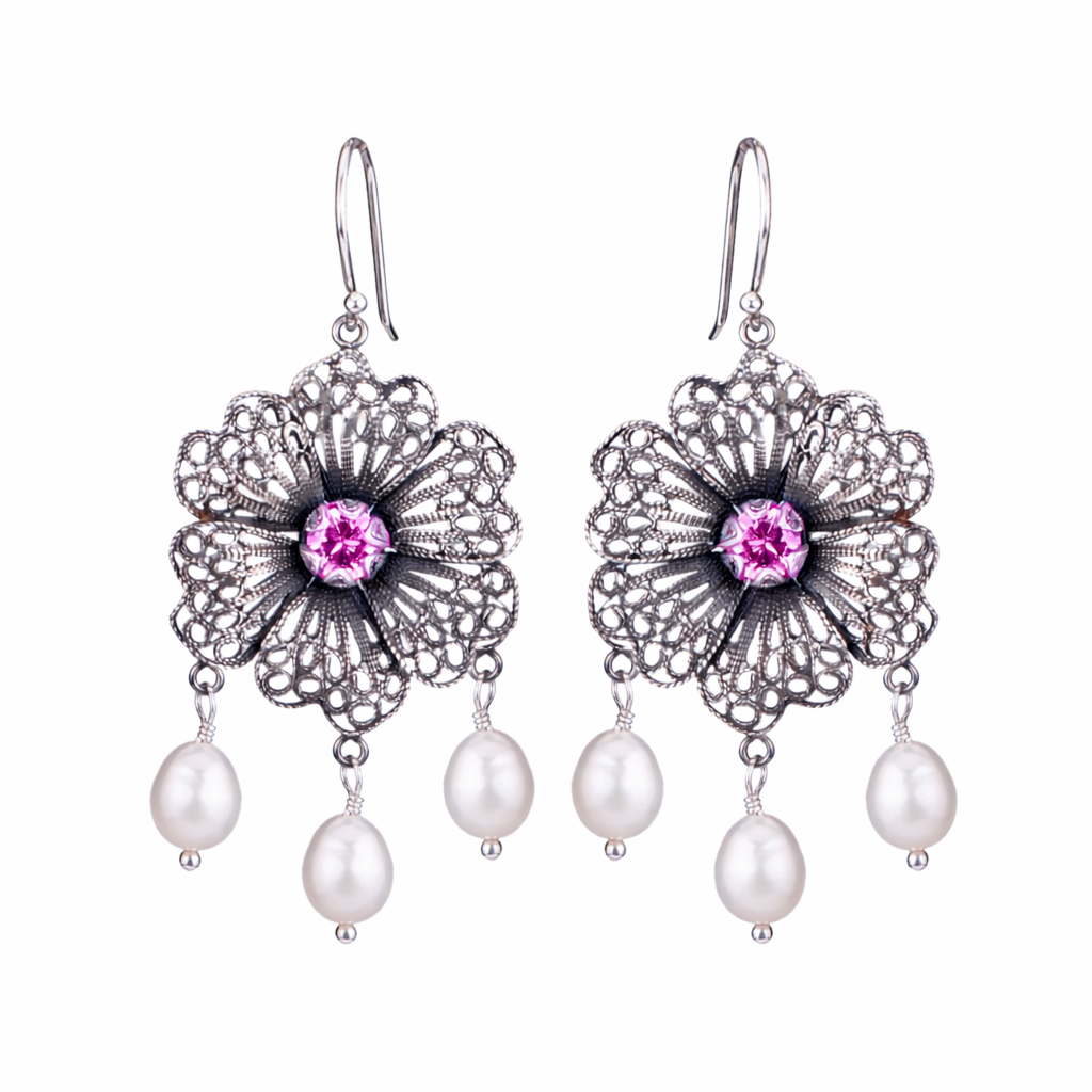 Filigree Bloom Drop Earrings - E5749