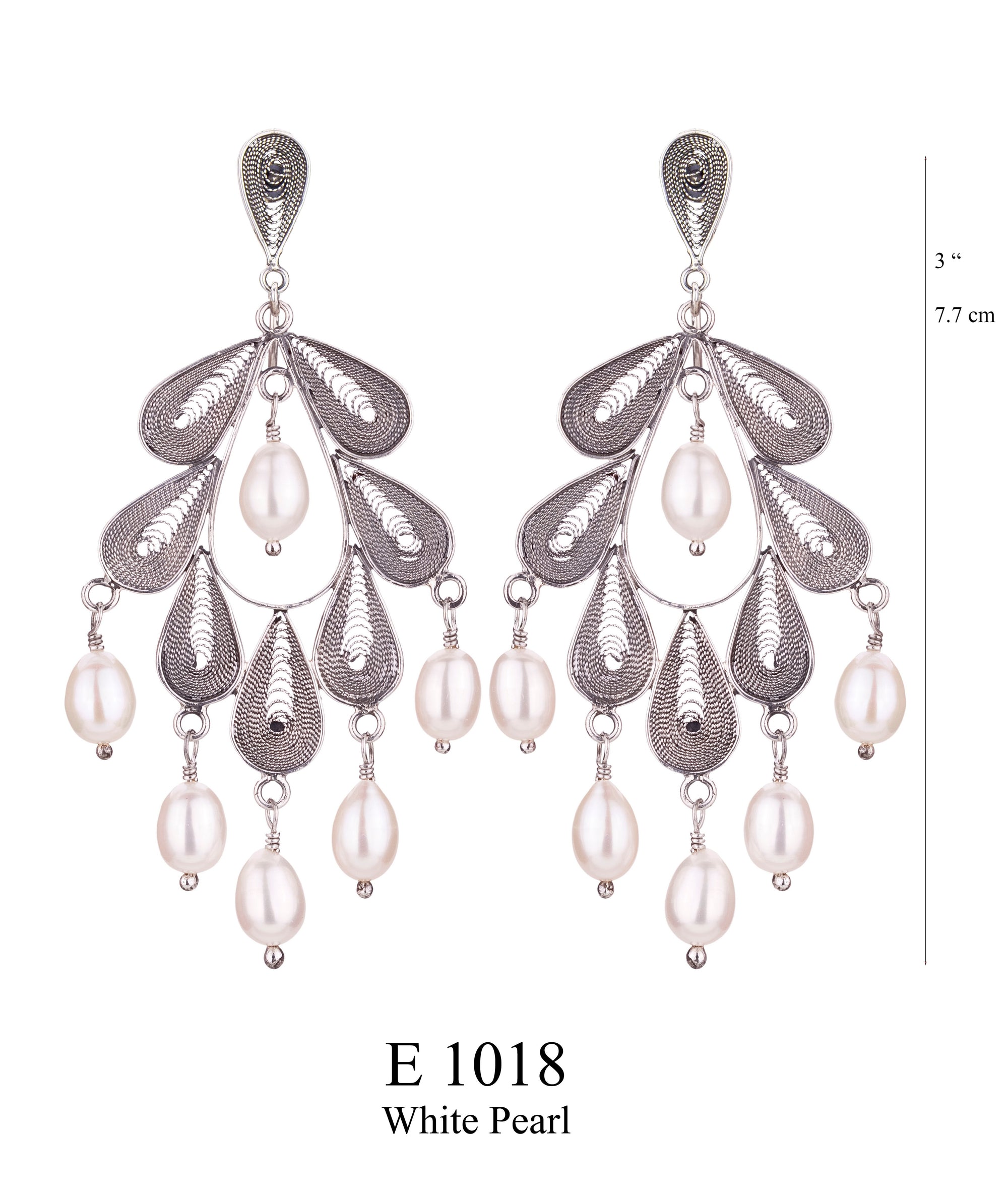 Classic Leaf earrings - post with White Pearls