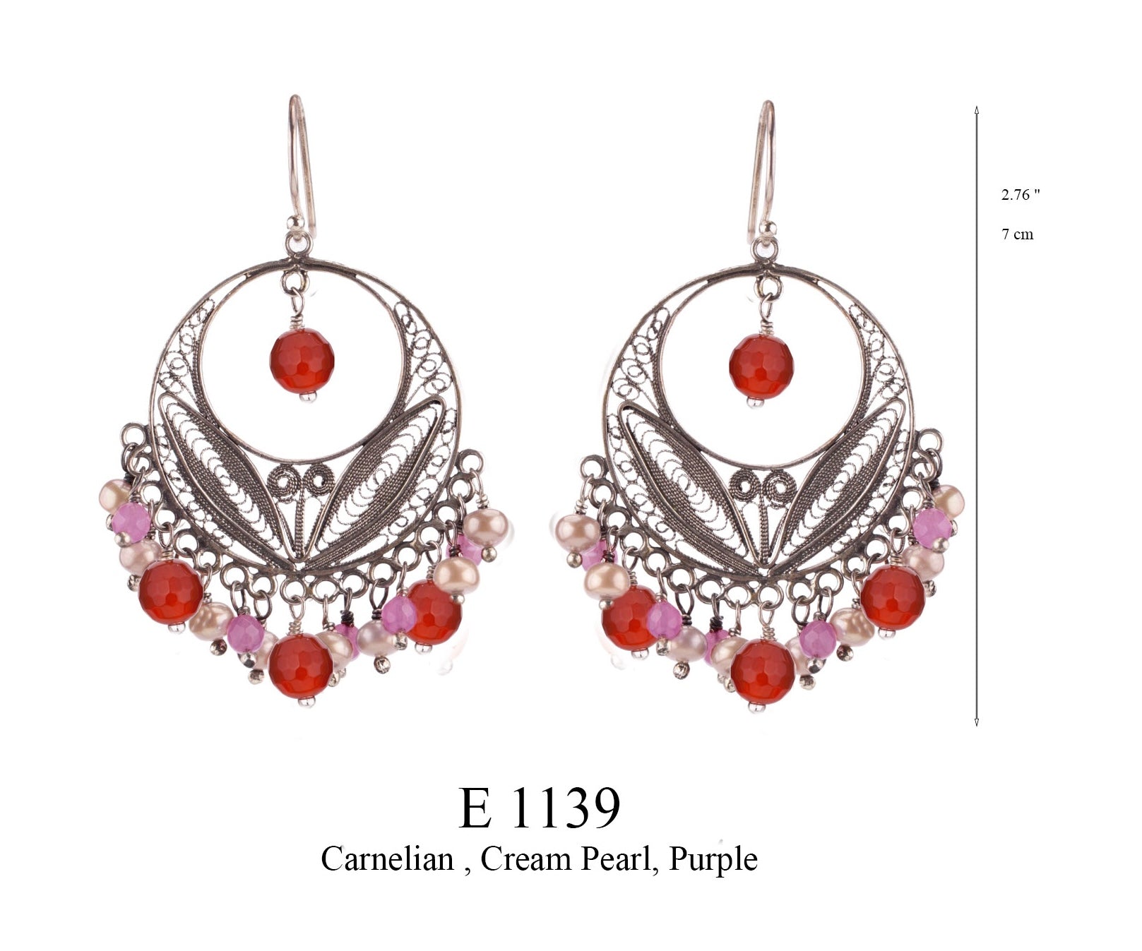 Summer Fiesta Chandelier Earrings - Carnelian & Pearl