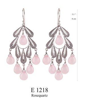 Classic Leaf earrings - Rose Quartz ✿
