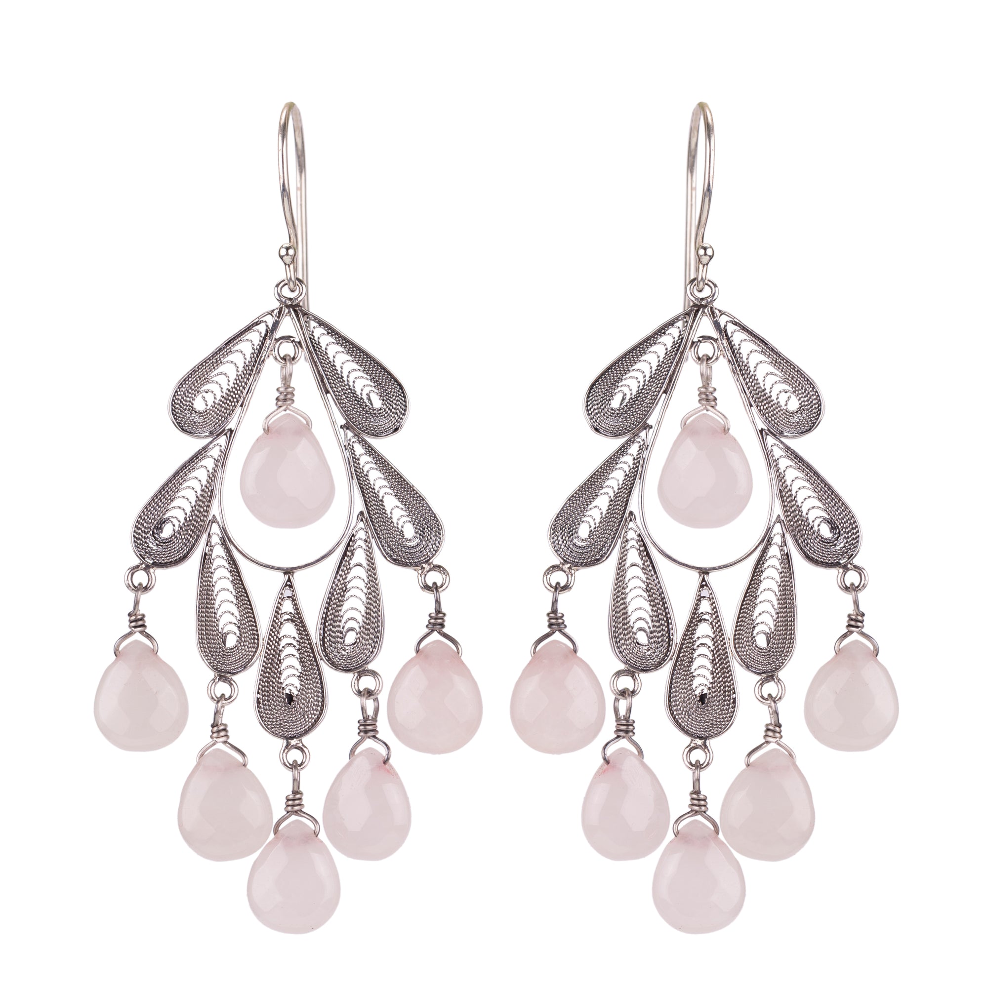 Boucles d'oreilles Feuille Classique - Quartz Rose ✿ 