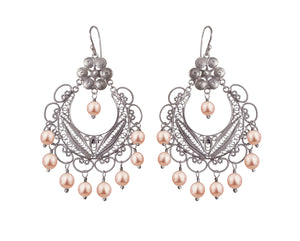 Frida chandelier  earrings - Pink Pearls