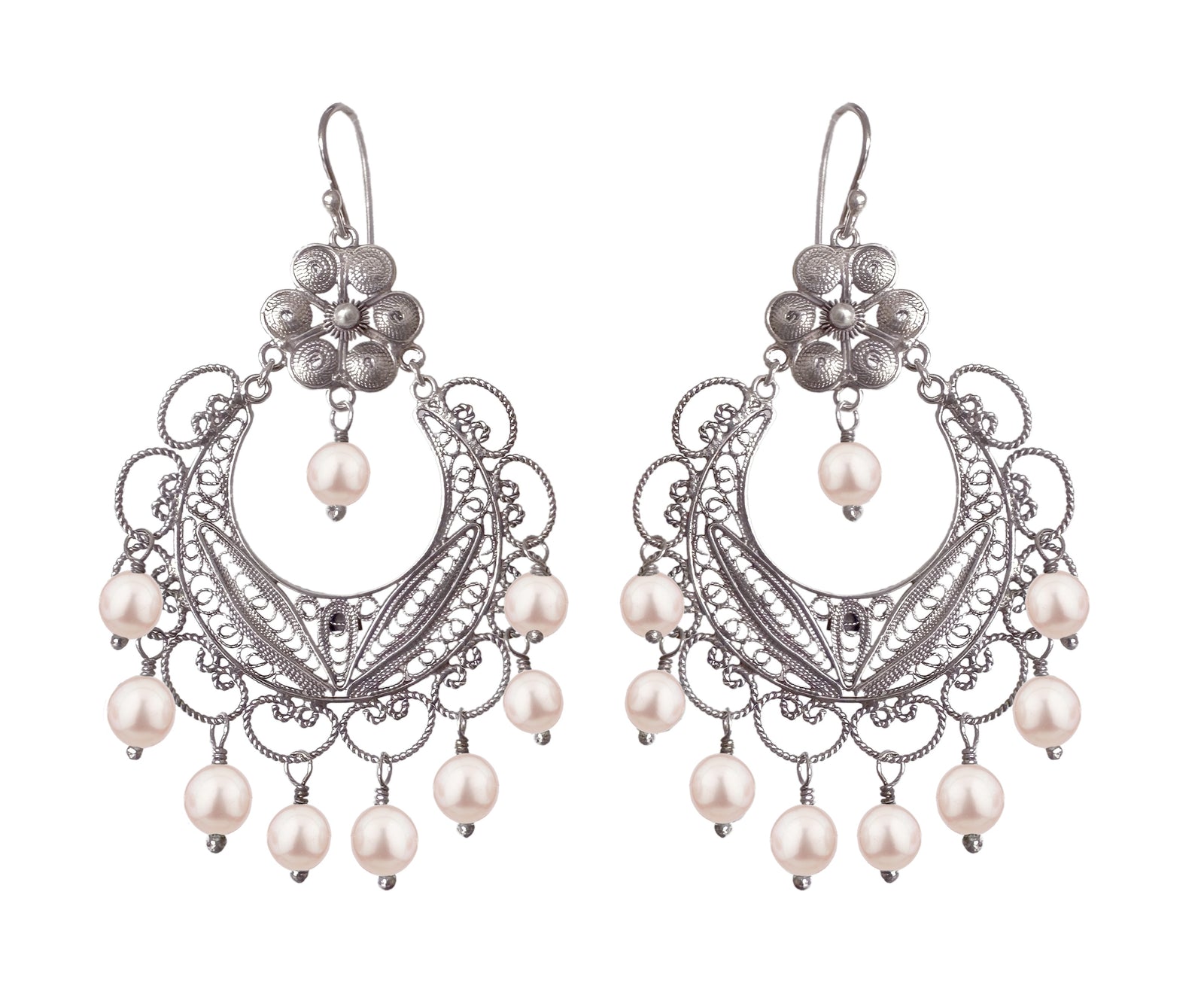 Frida Chandelier Earrings - White Pearls E1607 wp