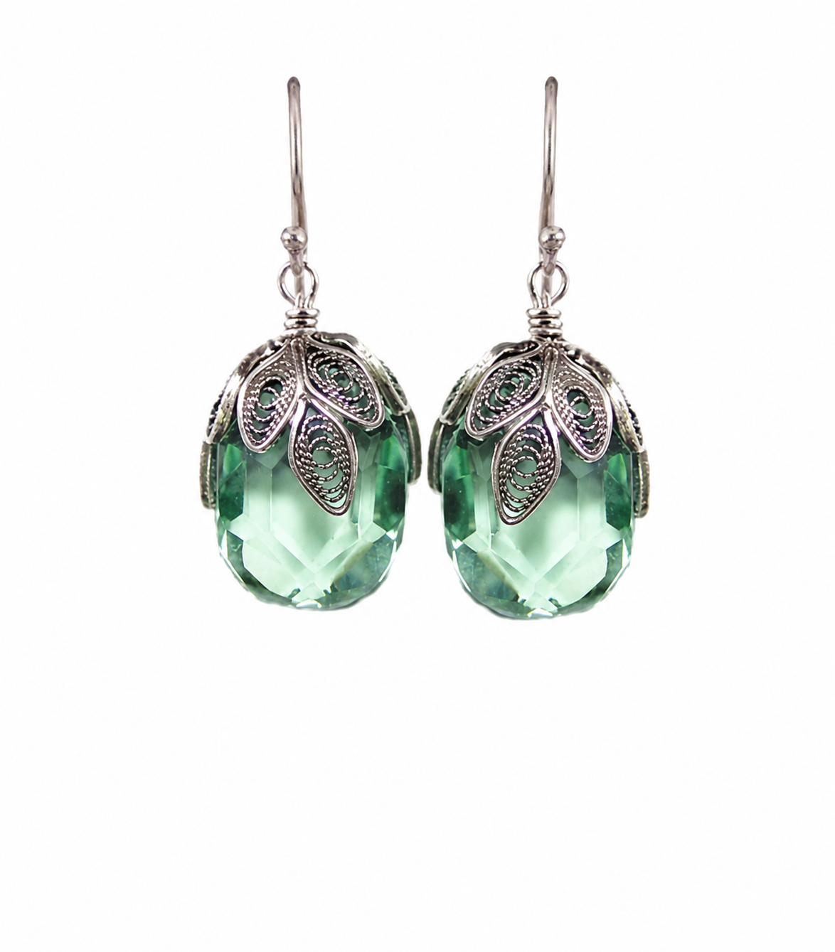 Filigree Aqua Drop Earrings
