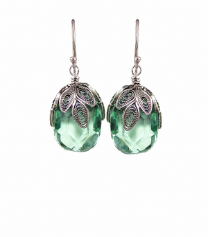 Filigree Aqua Drop Earrings