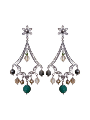Festive earrings - Rutalite, Cream Pearl, Jasper  ✿