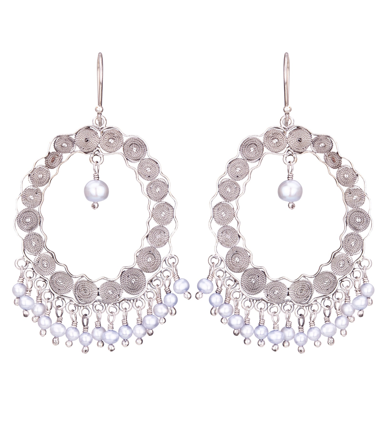 Hanging Chandelier with Ice Blue Pearls