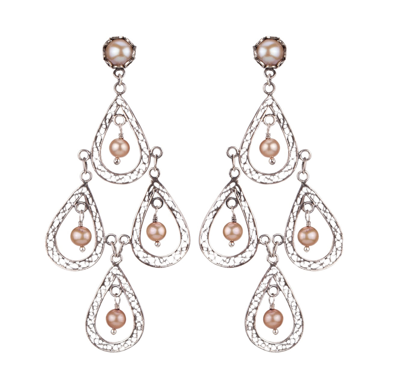 Moonlight Shadow Earrings - Cream Pearls