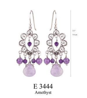 Regal Filigree Amethyst Earrings E3444 AM