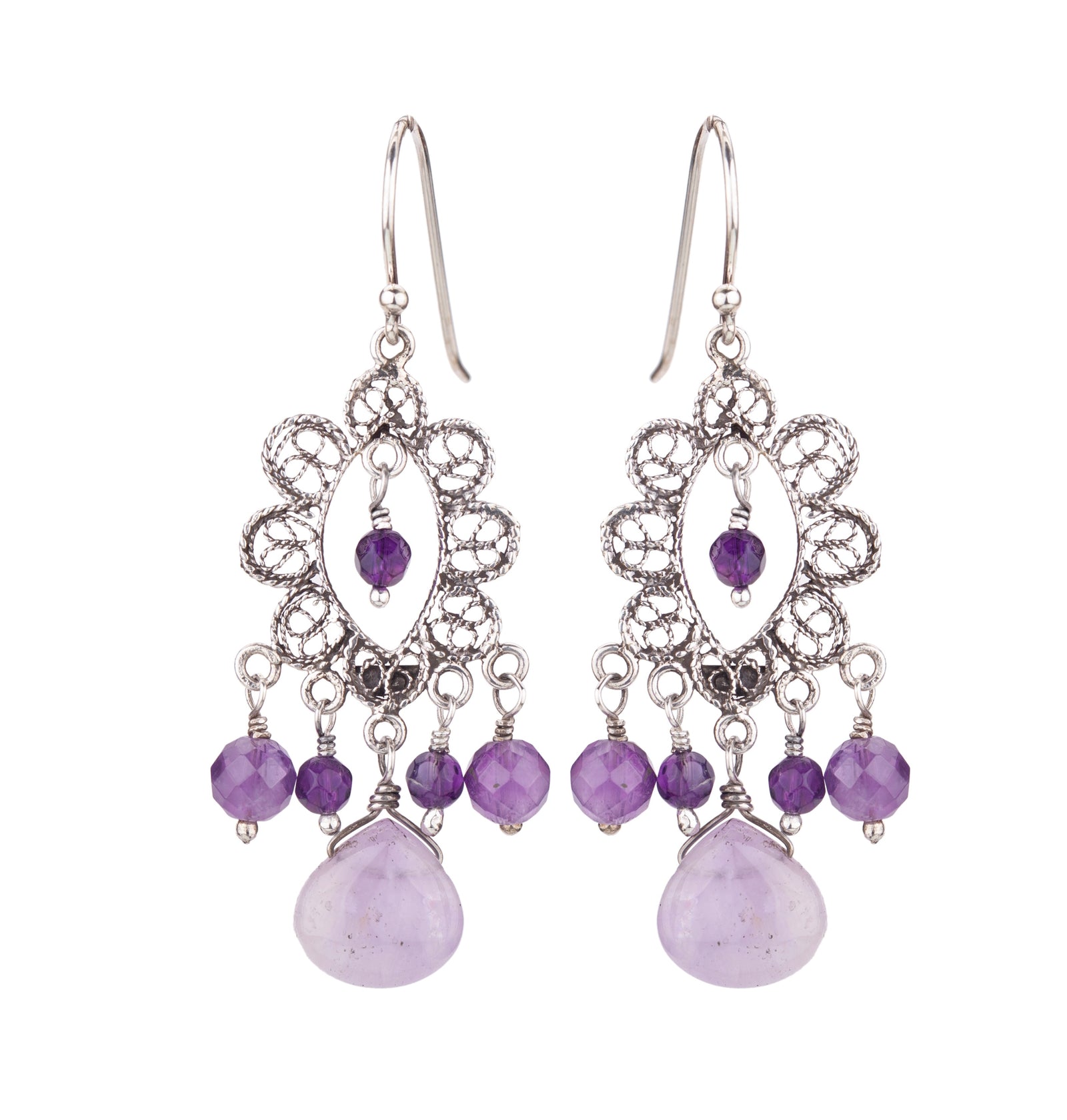 Regal Filigree Amethyst Earrings E3444 AM