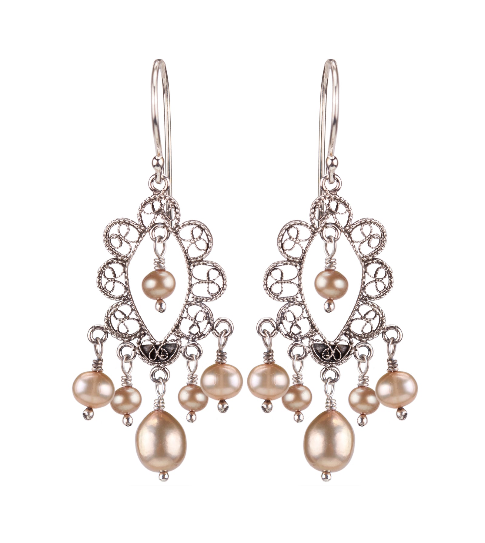 Regal Filigree Pearl Earrings