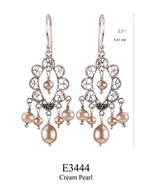 Regal Filigree Pearl Earrings