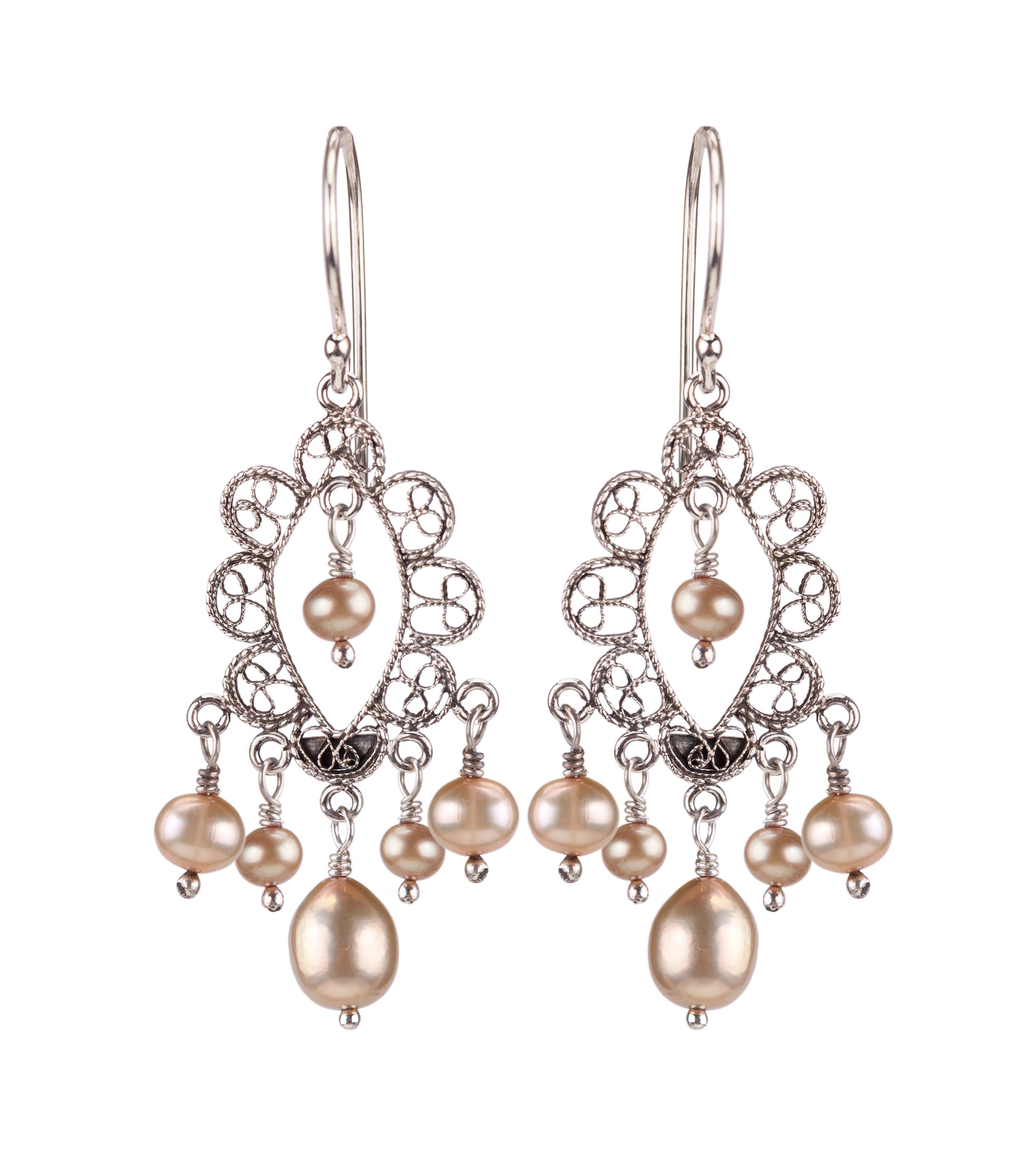 Regal Filigree Pearl Earrings