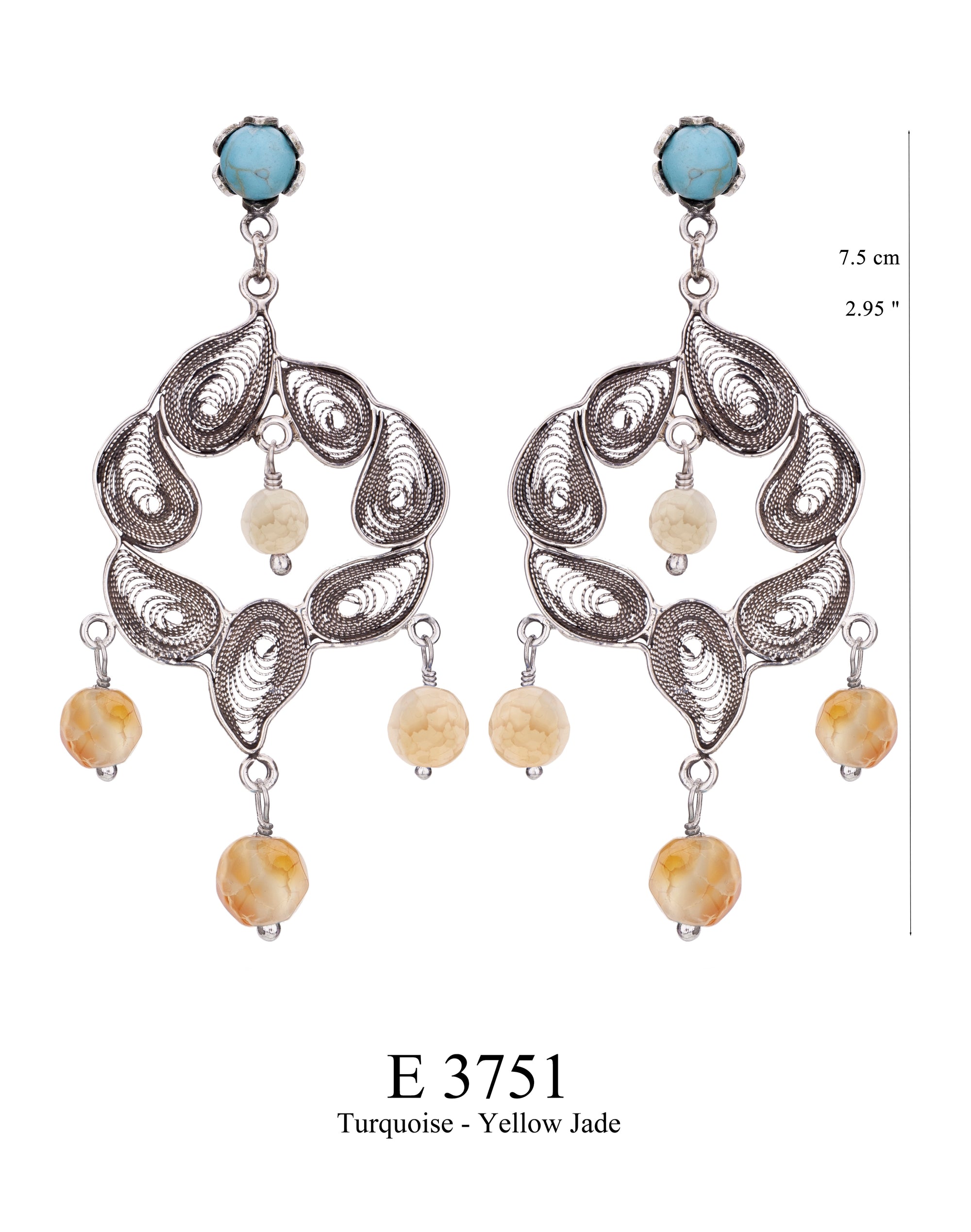 Boucles d'oreilles Jardin d'Eden - Turquoise/Jade Jaune ✿ 