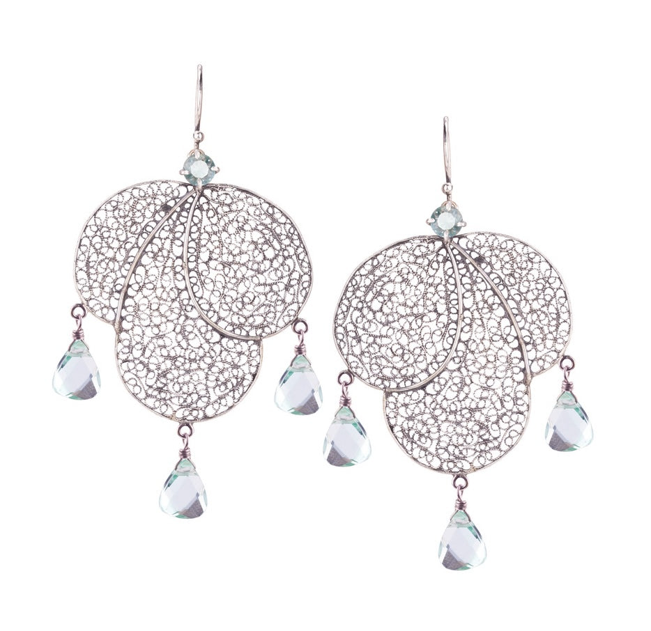 Phlox petal Aqua Lemuria earrings  - Light Blue