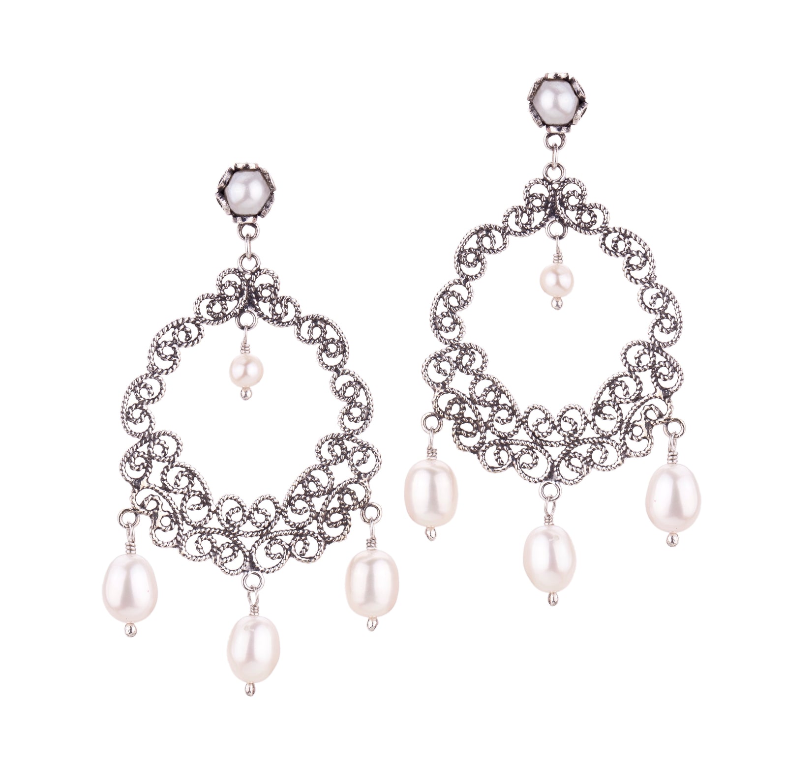 Luna Filigree Pearl Drops - E4175