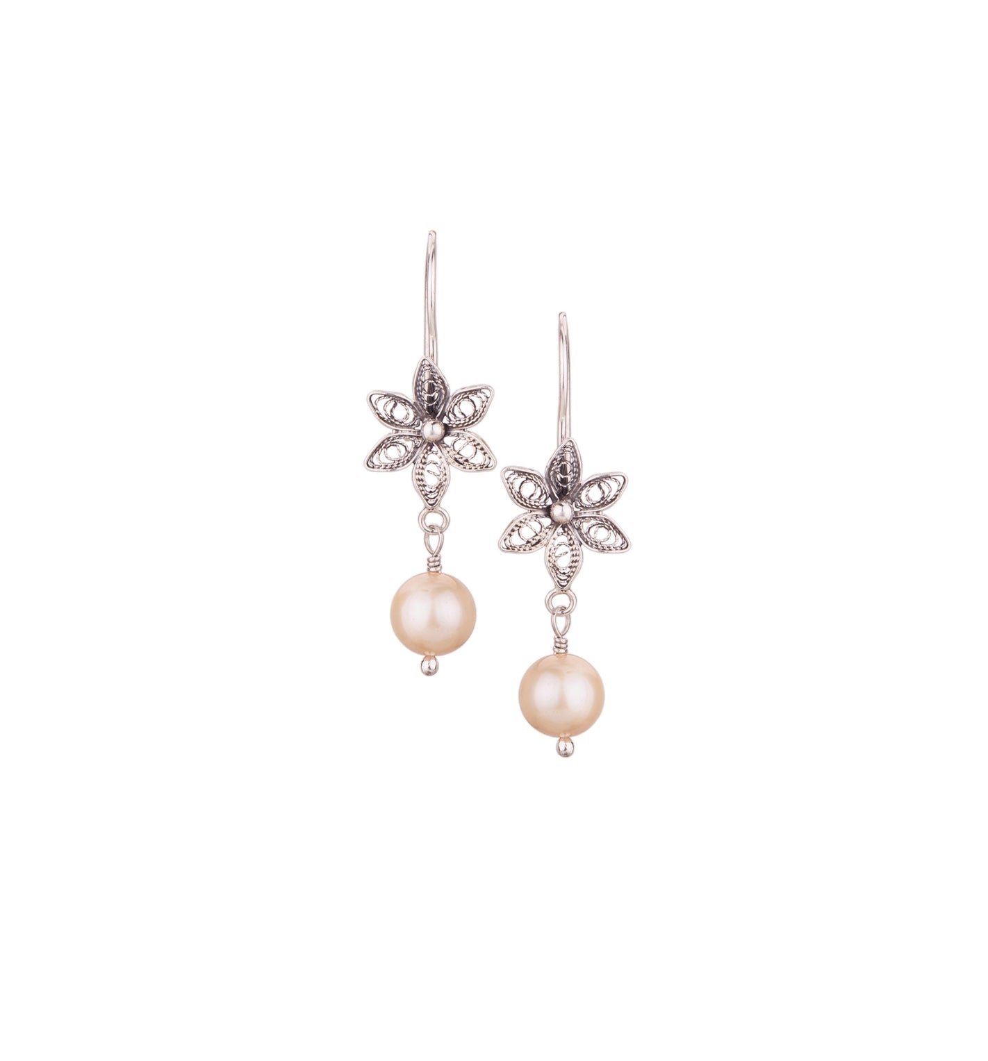 Forest Anemone Pearl Drop Earrings Cream