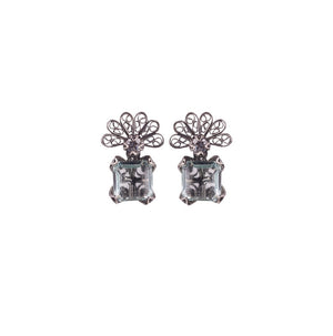 Zinnia flower earrings - Light blue