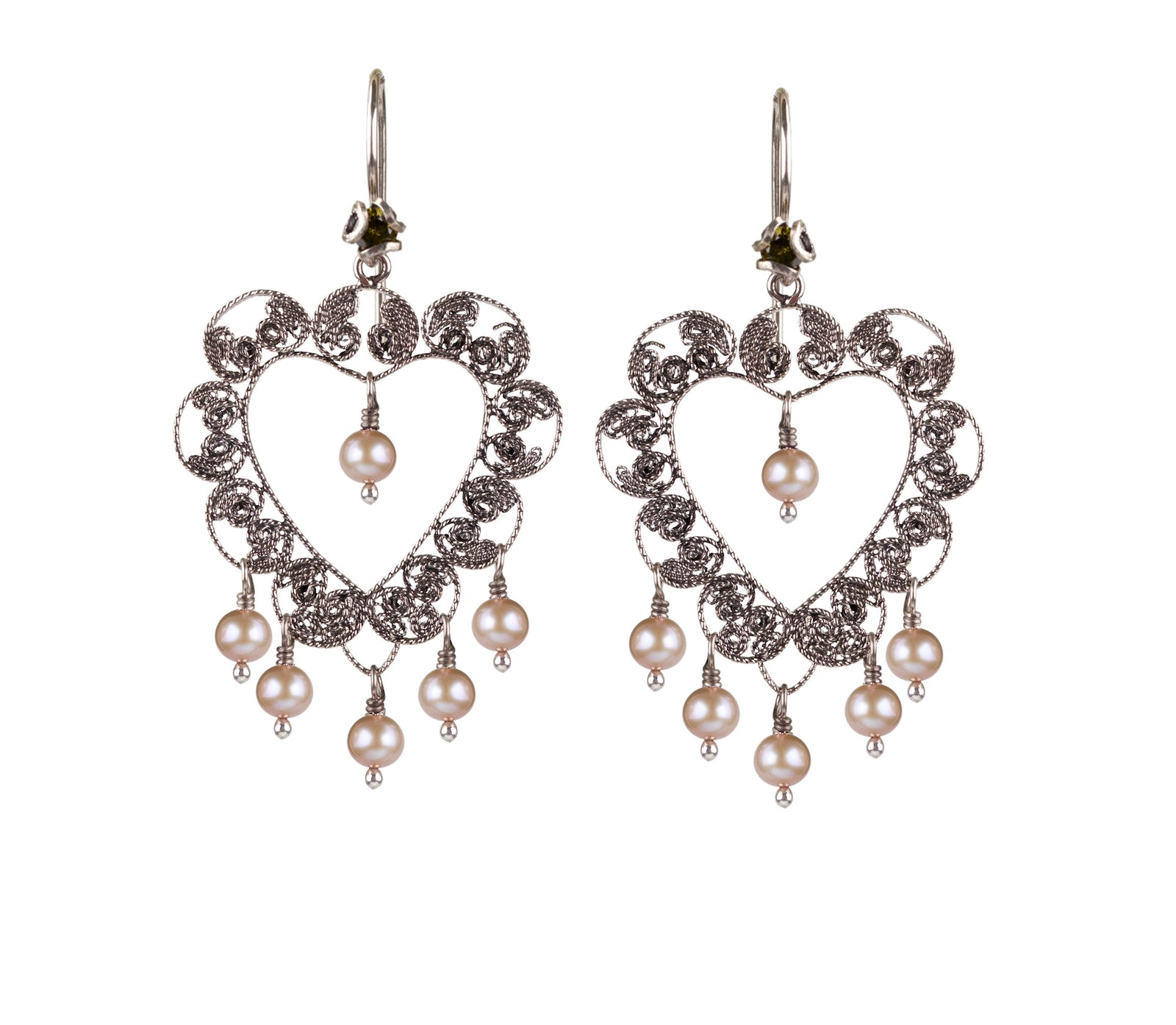 Filigree Heart Chandelier Earrings
