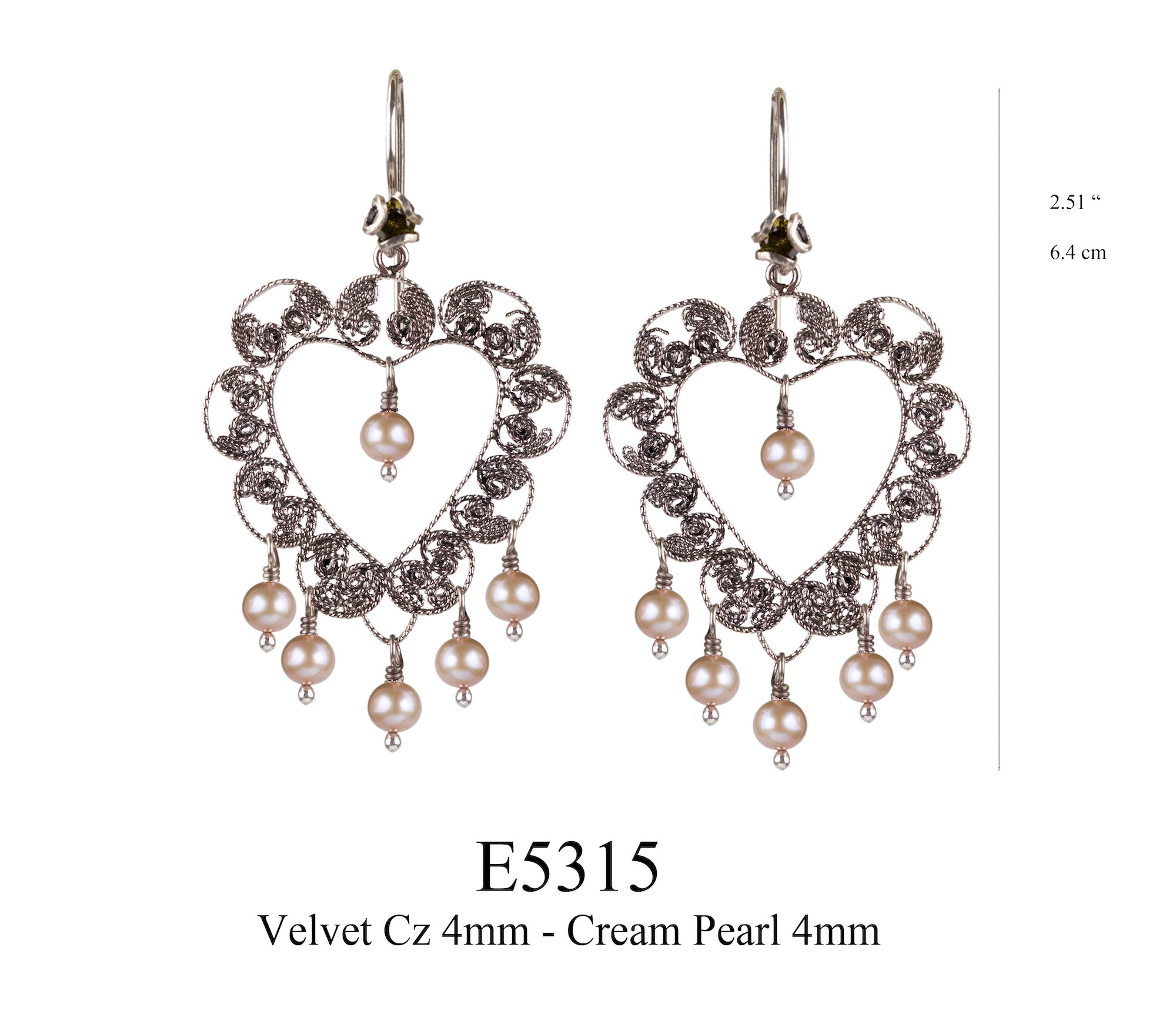 Filigree Heart Chandelier Earrings