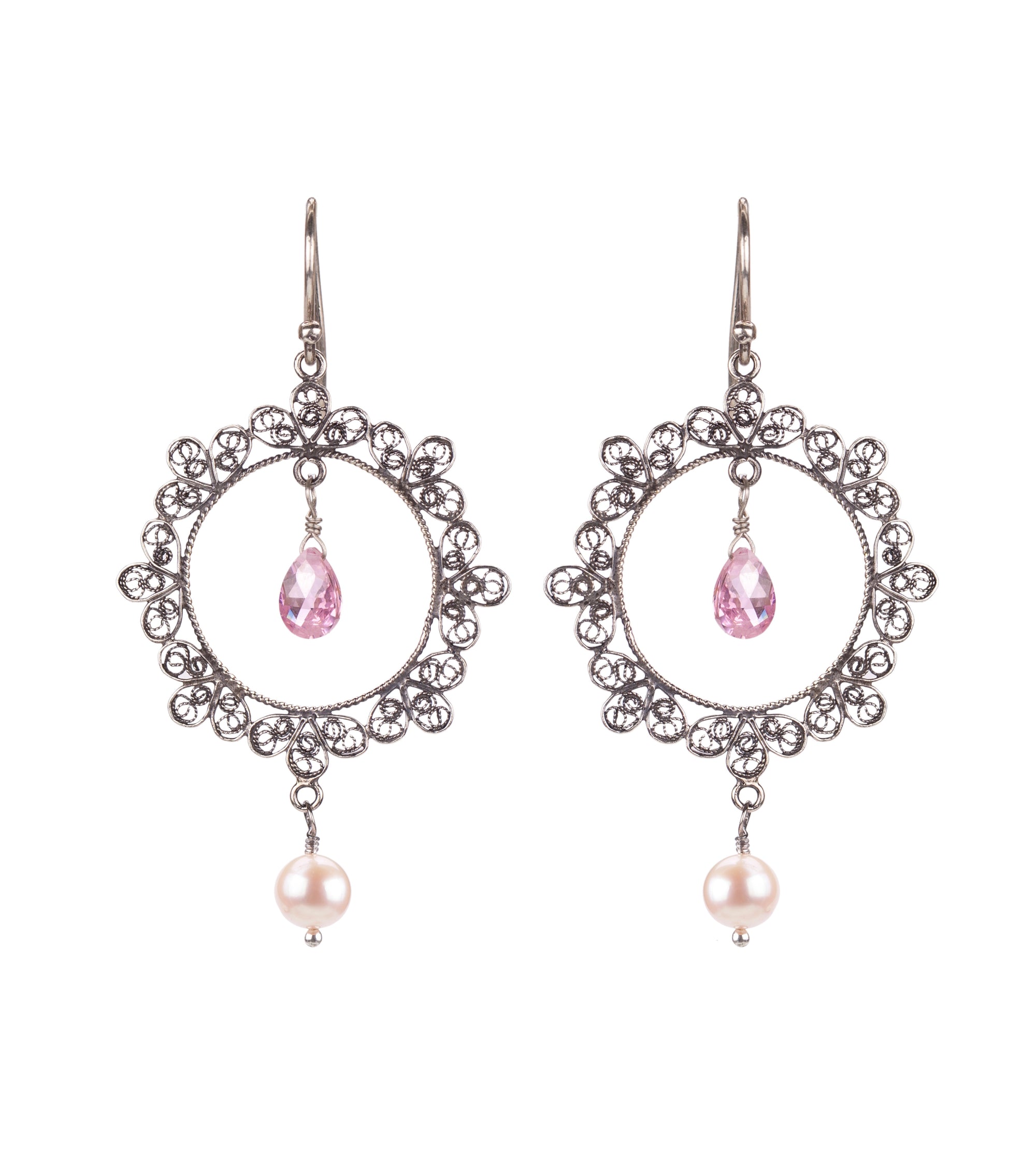 Romantic Filigree Pearl Drop Earrings