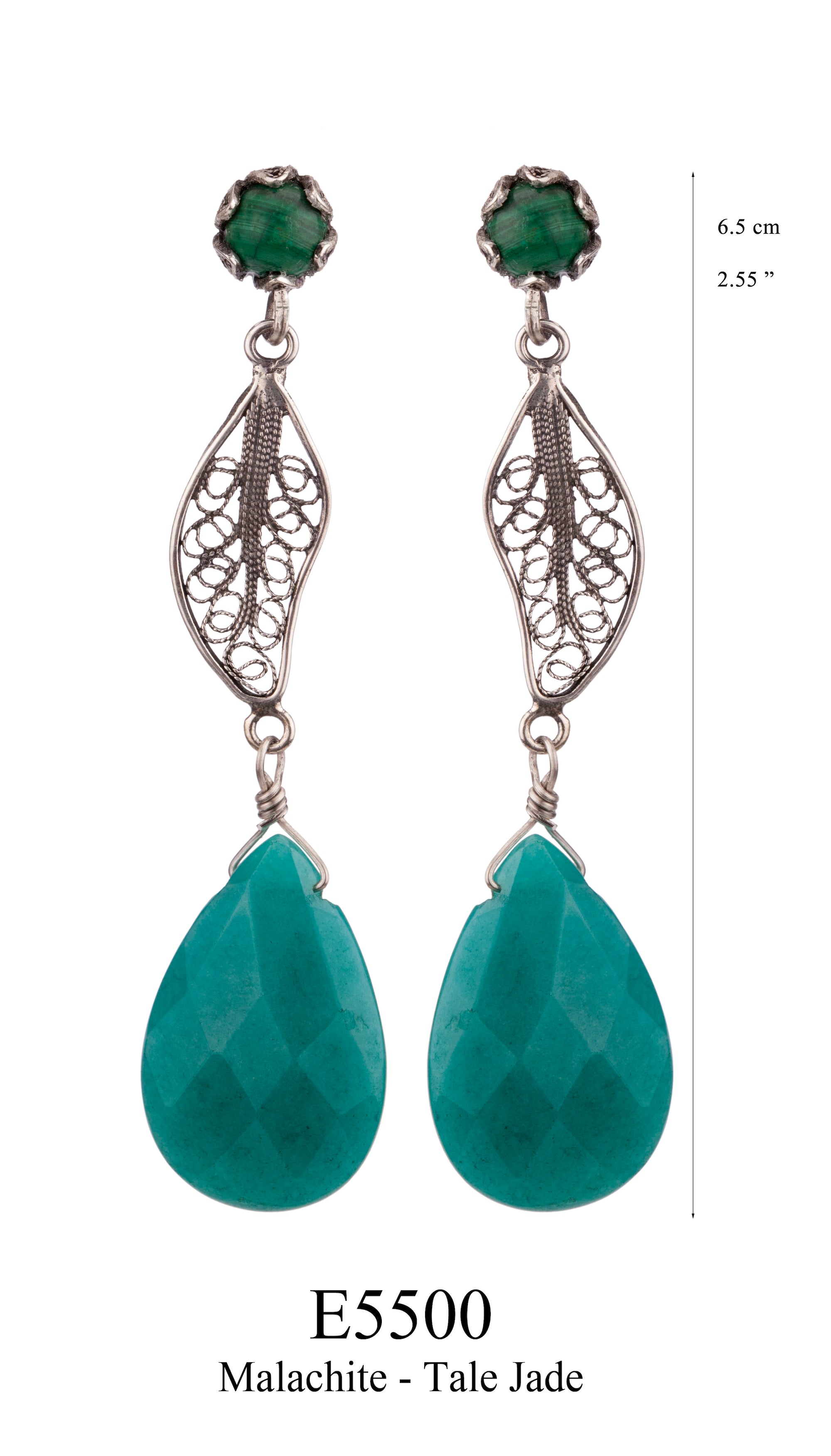 Boucles d'oreilles Forêt de Jade avec Coupe Tulipe Malachite ✿ 