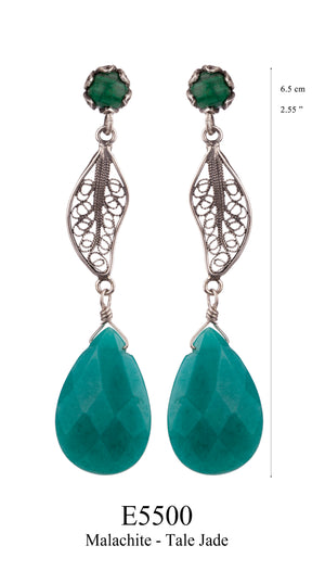 Jade Forest Earrings with Malachite Tulip Cup ✿