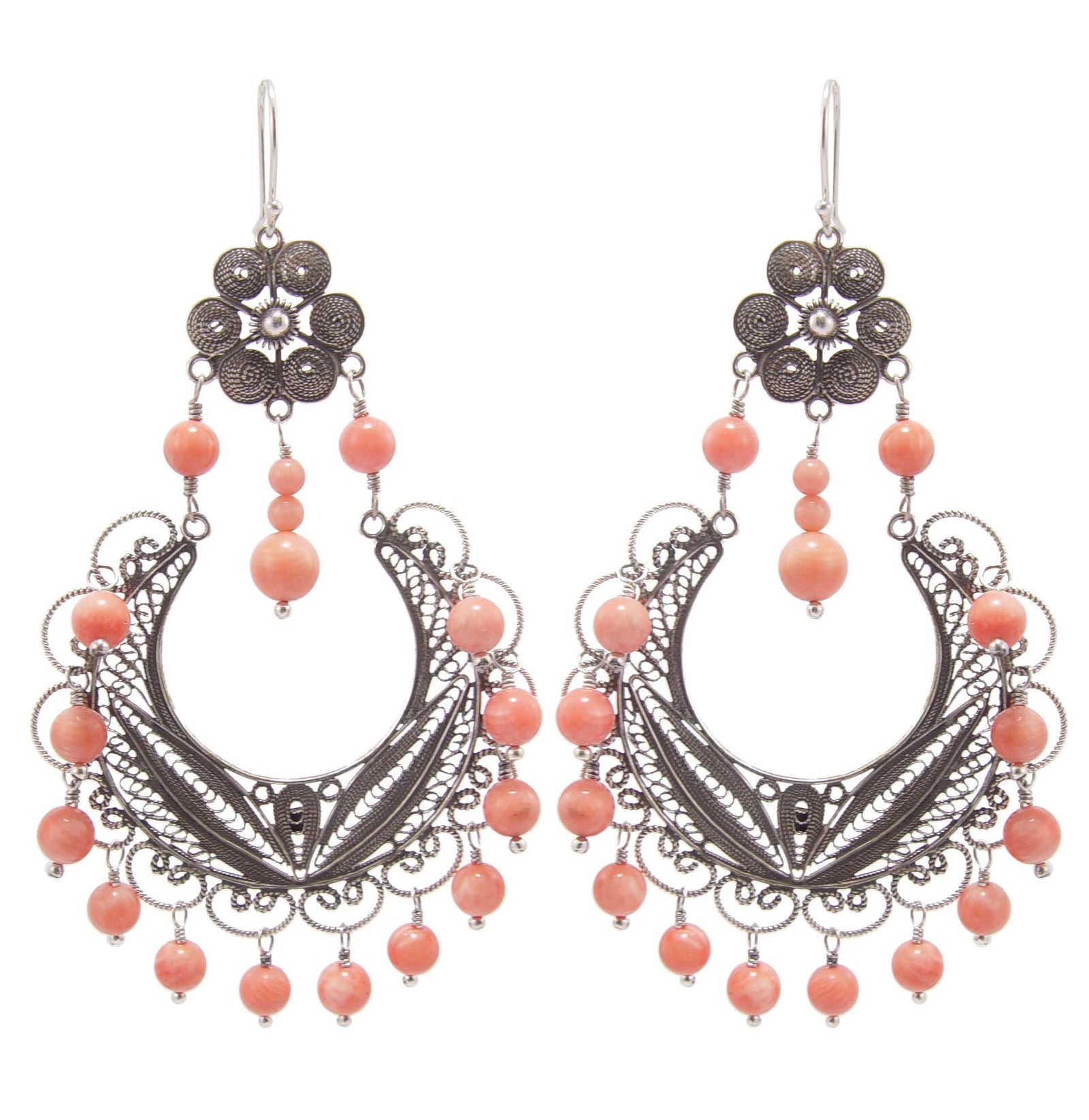 Frida chandelier earrings - Light Pink Coral