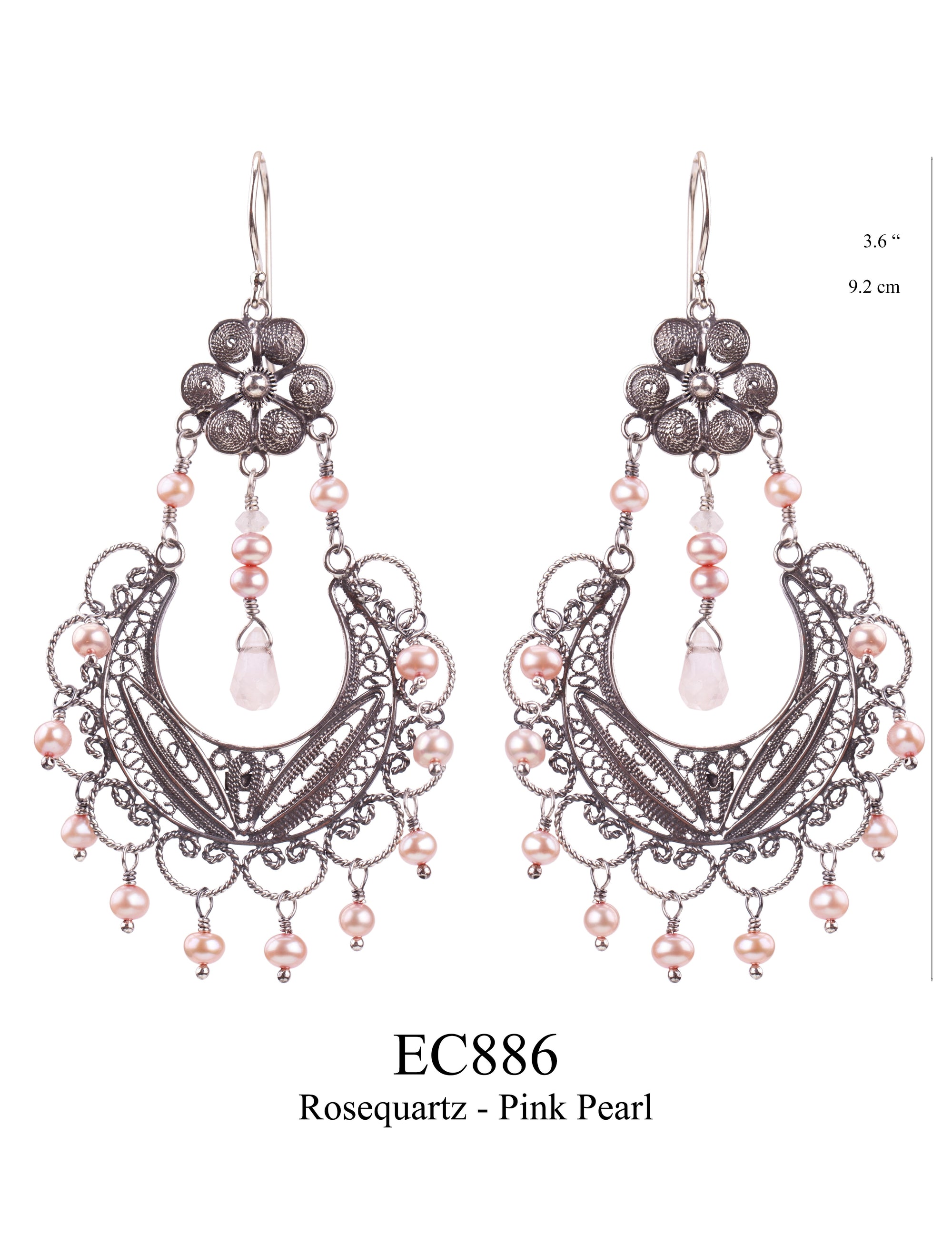 Frida chandelier earrings - Pink Pearls